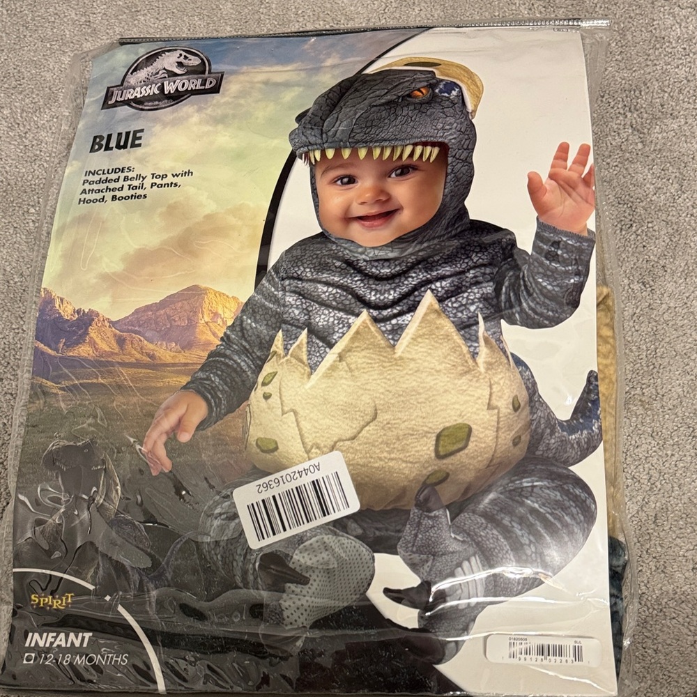 Spirit Infant Dinosaur Costume with Gray and Cream Design